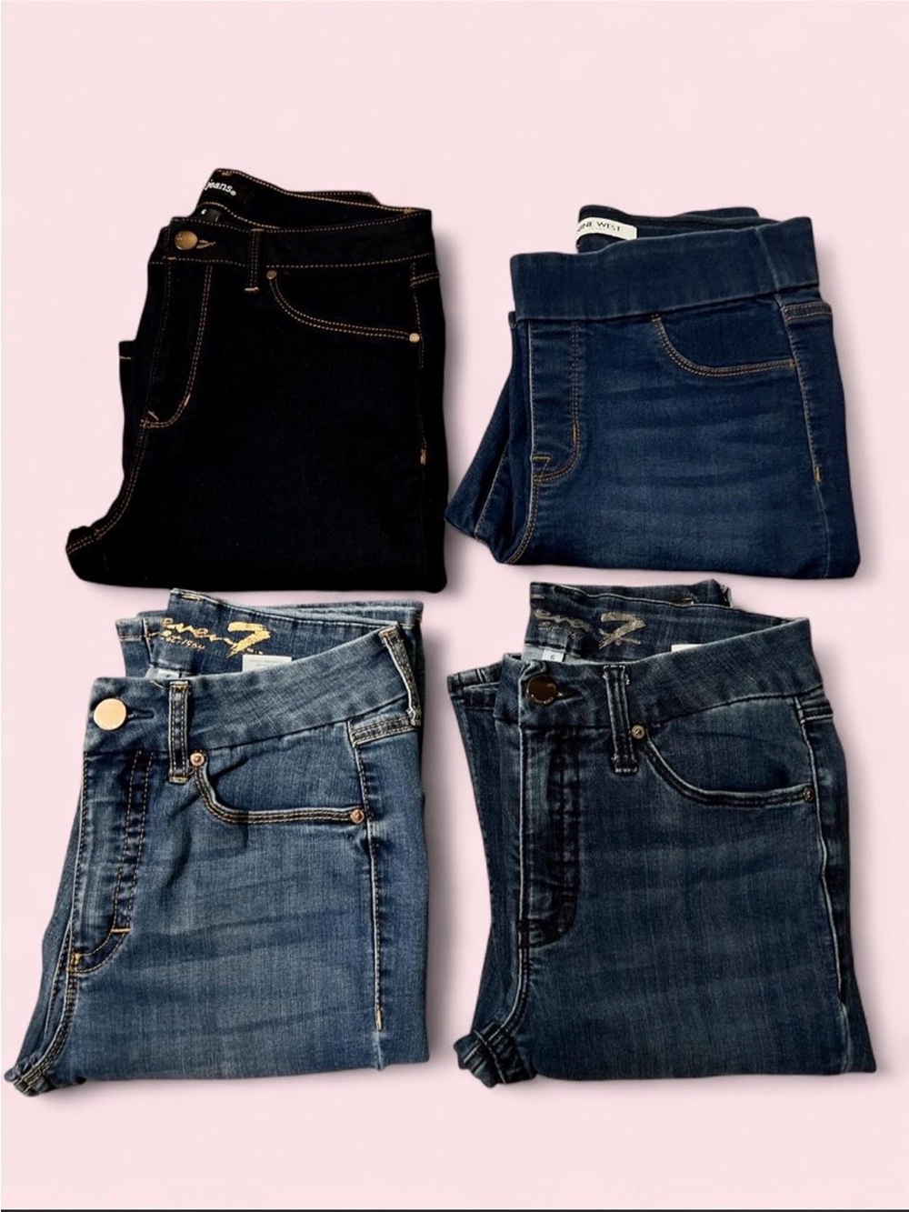 Four Seven7 Women Skinny Jeans - Dark Blue, Dark Blue, Medium Blue, Washed Blue